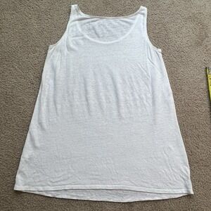 EILEEN FISHER White 100% Irish Linen Sleeveless Tank Top Sz S Lagenlook Coastal